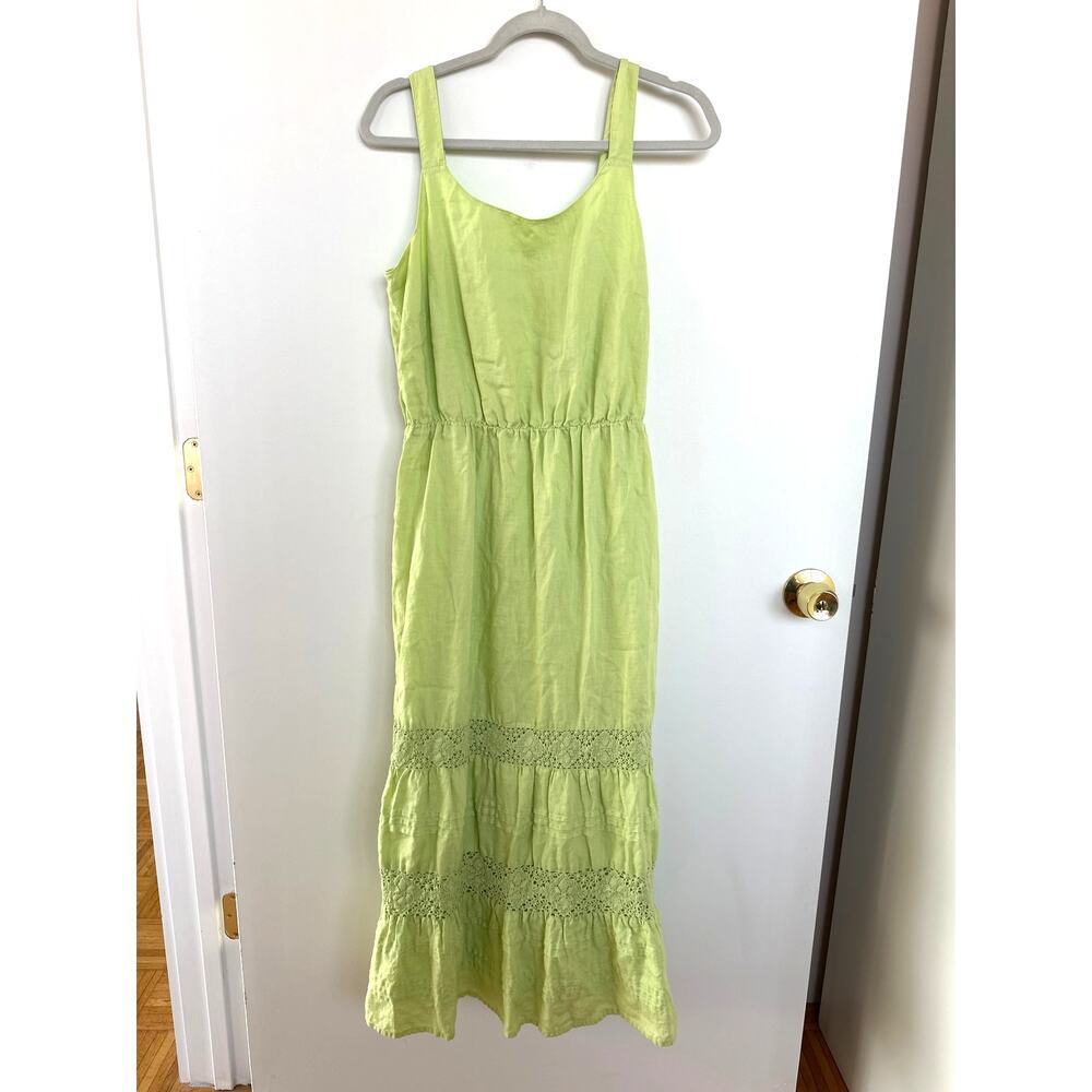 J. Jill Light Green Sleeveless Maxi Dress Linen